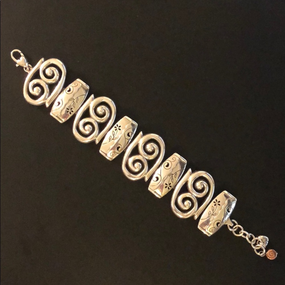 Brighton Silver-Tone Swirl & Floral Link Bracelet